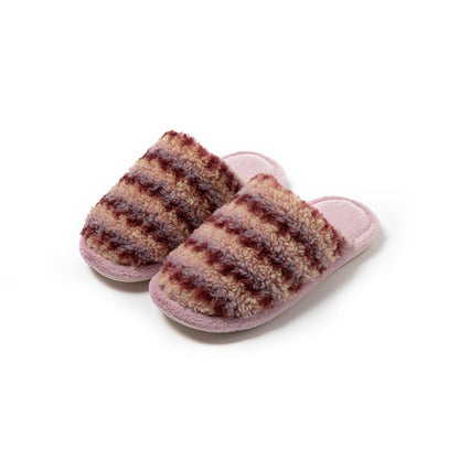 Textured Stripe Plush Home Slippers