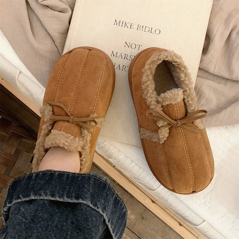 Bow-Tie Sherpa Collar slippers