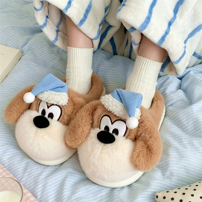 Sleepy Puppy Nightcap Plush Slippers