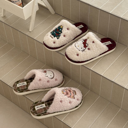 Holiday Tree Fleece House Slippers