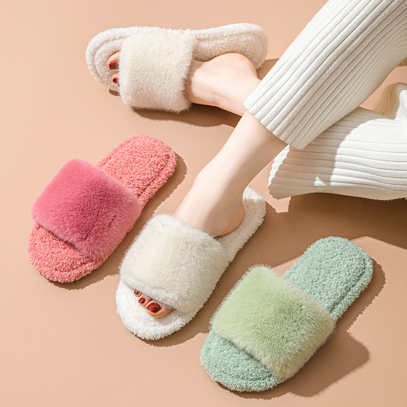 Fuzzy Strap Lounge Slippers