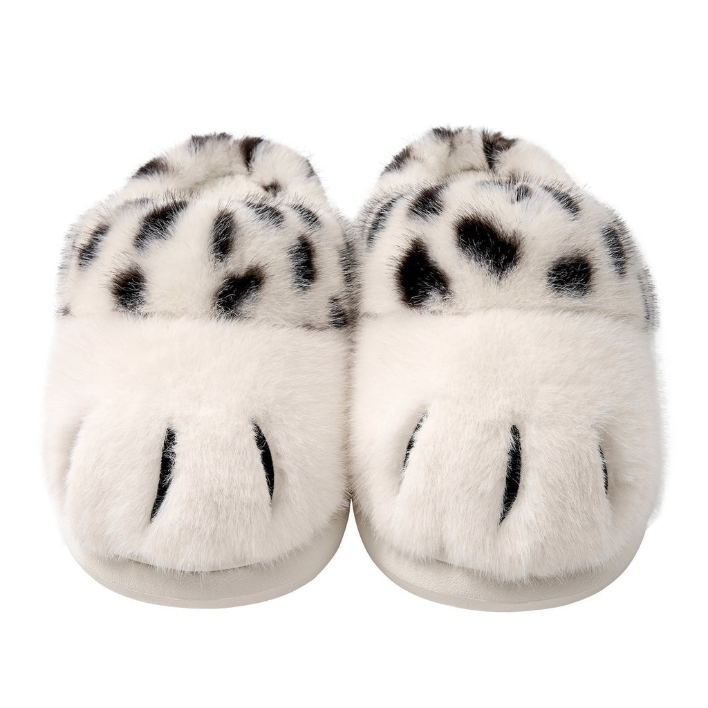Spotted Cat Paw Fuzzy Slippers