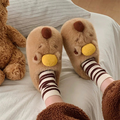 Nap-Time Capybara Plush Slippers