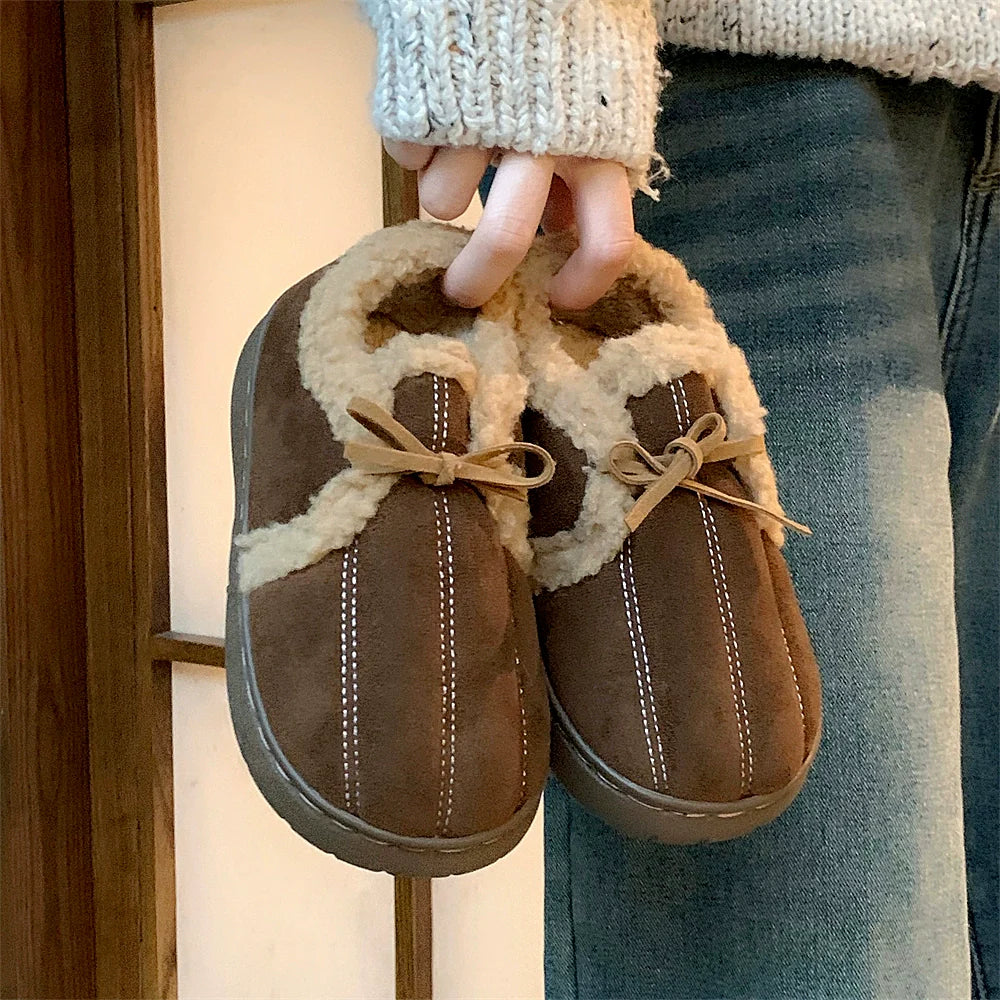 Bow-Tie Sherpa Collar slippers