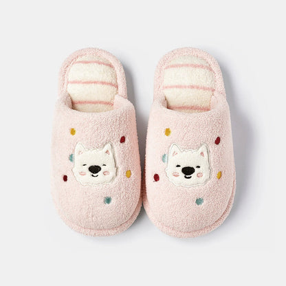 Playful Puppy Dot Plush Slippers