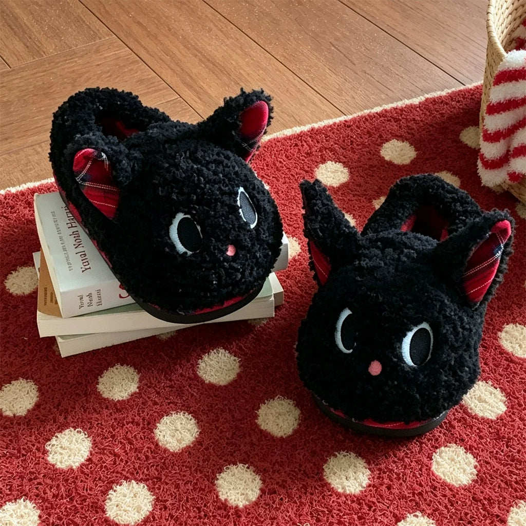 Plaid Ear Kitten House Slippers