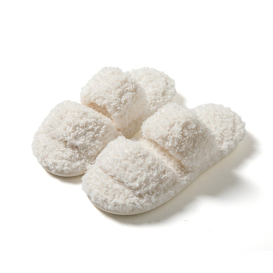 Double-Band Plush Lounge Slippers