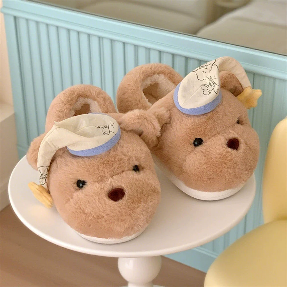 Sleepy Bear Plush Home Slippers