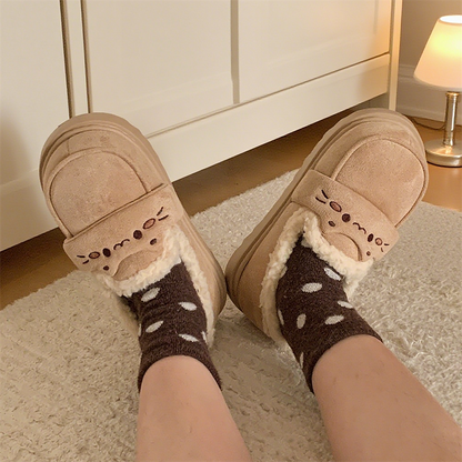 Cat Whisker Plush Platform Slippers
