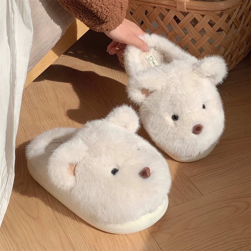 Teddy Ears Plush Home Slippers