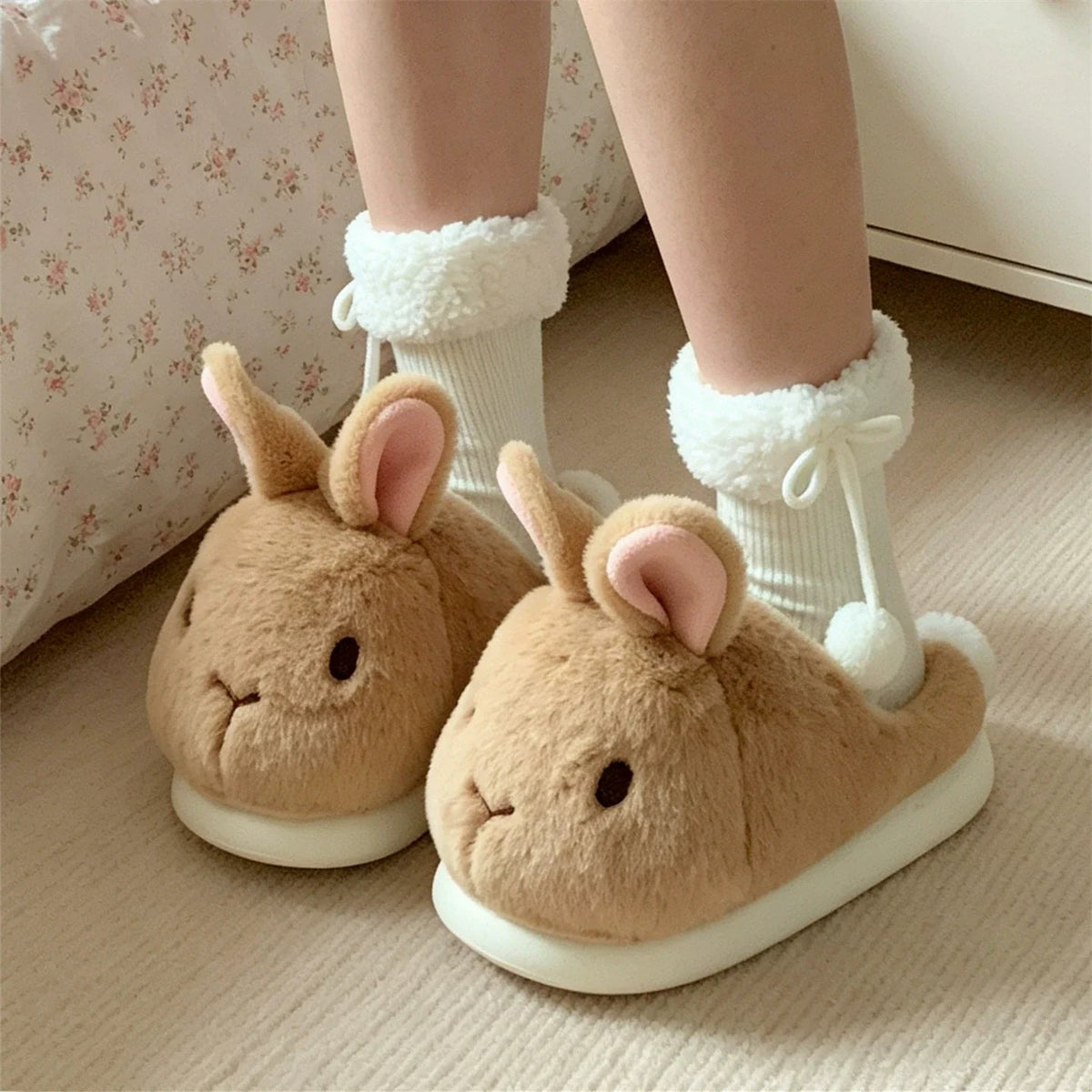 Hop Around Bunny Face Slippers