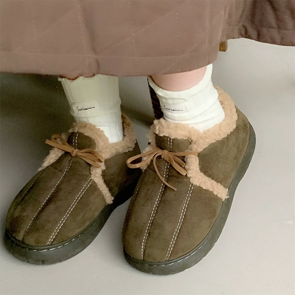 Bow-Tie Sherpa Collar slippers