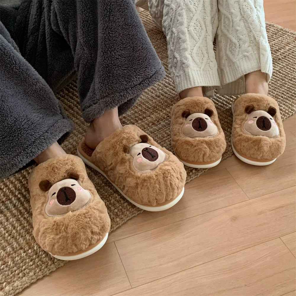 Chill Capybara Face Plush Slippers