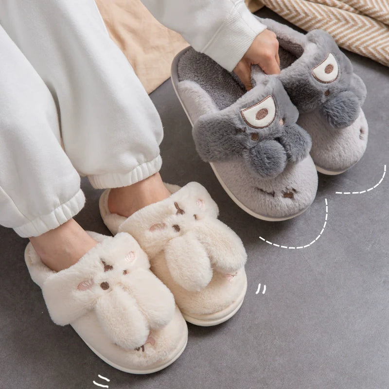 Fuzzy Bunny Ears House Slippers