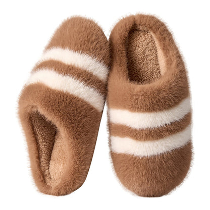 Striped Cloud Step Plush Slippers