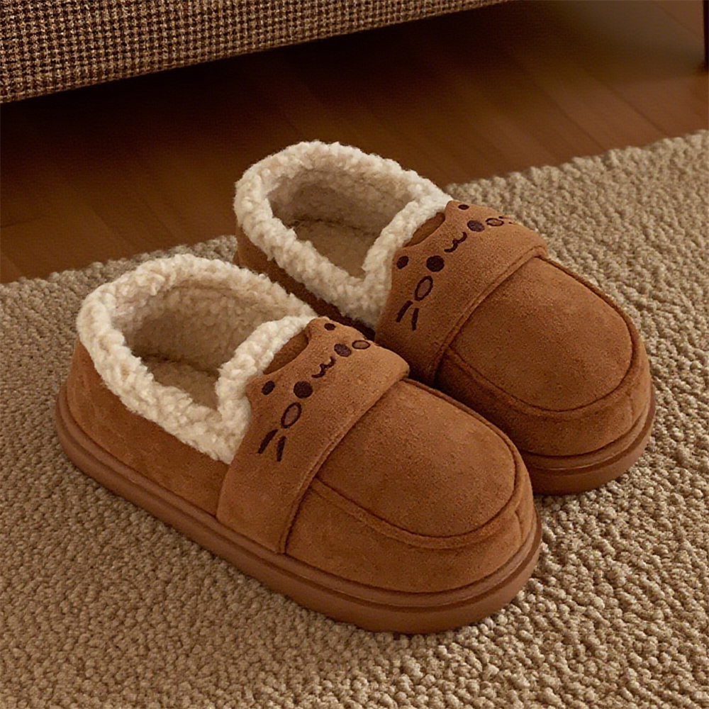 Cat Whisker Plush Platform Slippers