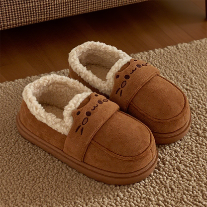 Cat Whisker Plush Platform Slippers
