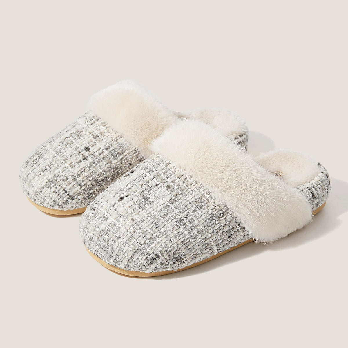 Boucle Trim Cozy Collar Slippers