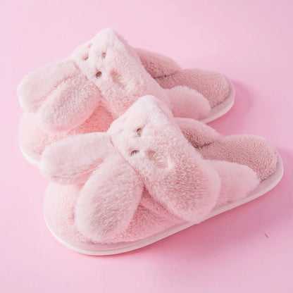 Fuzzy Bunny Ears House Slippers
