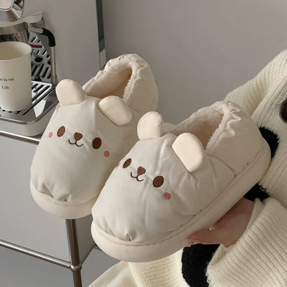 Bear Eared Puffer Home Slippers