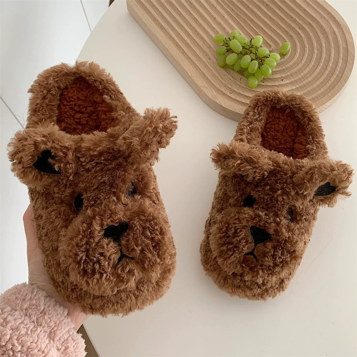 Teddy Fur Puppy Face Slippers