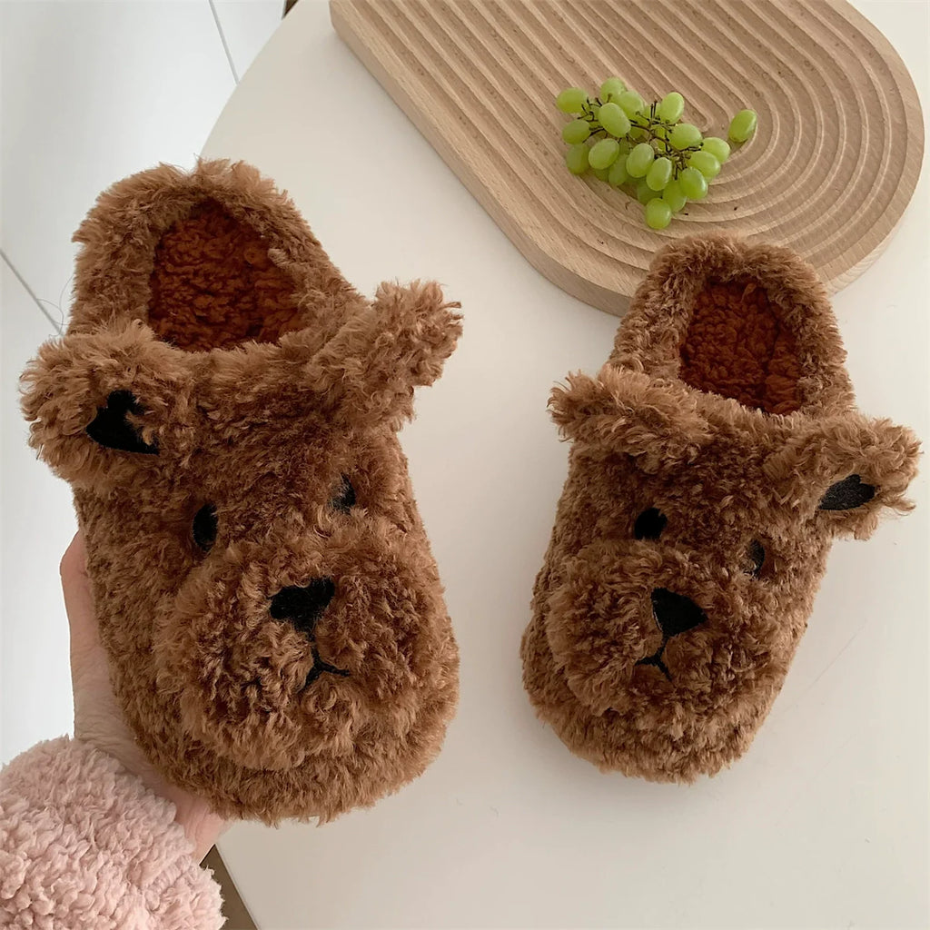 Teddy Fur Puppy Face Slippers