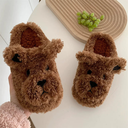 Teddy Fur Puppy Face Slippers
