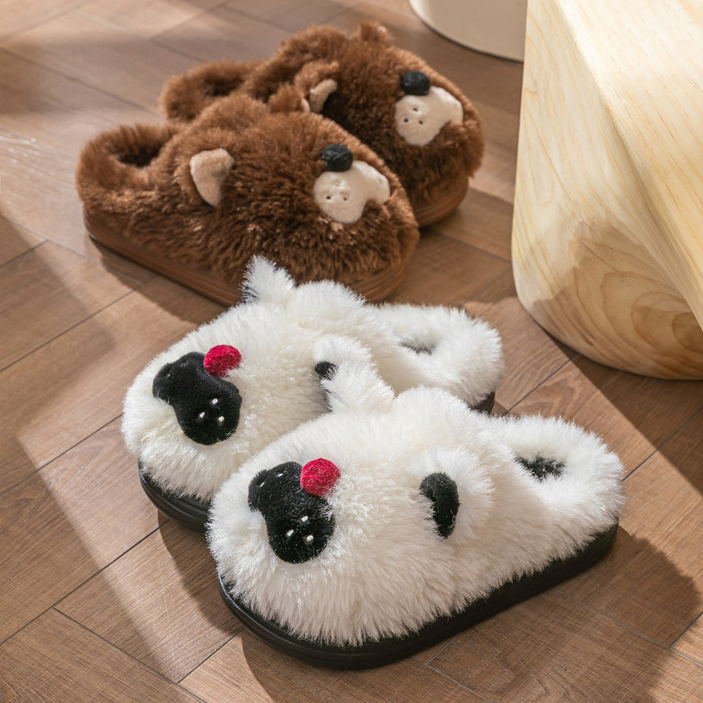 Fuzzy Animal Face Home Slippers