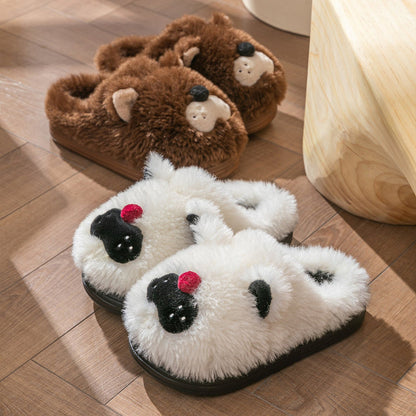 Fuzzy Animal Face Home Slippers
