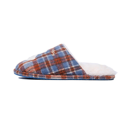 Plaid Puppy Embroidered Warm Slippers