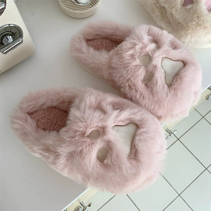 Fuzzy Cat Paw Plush Slippers
