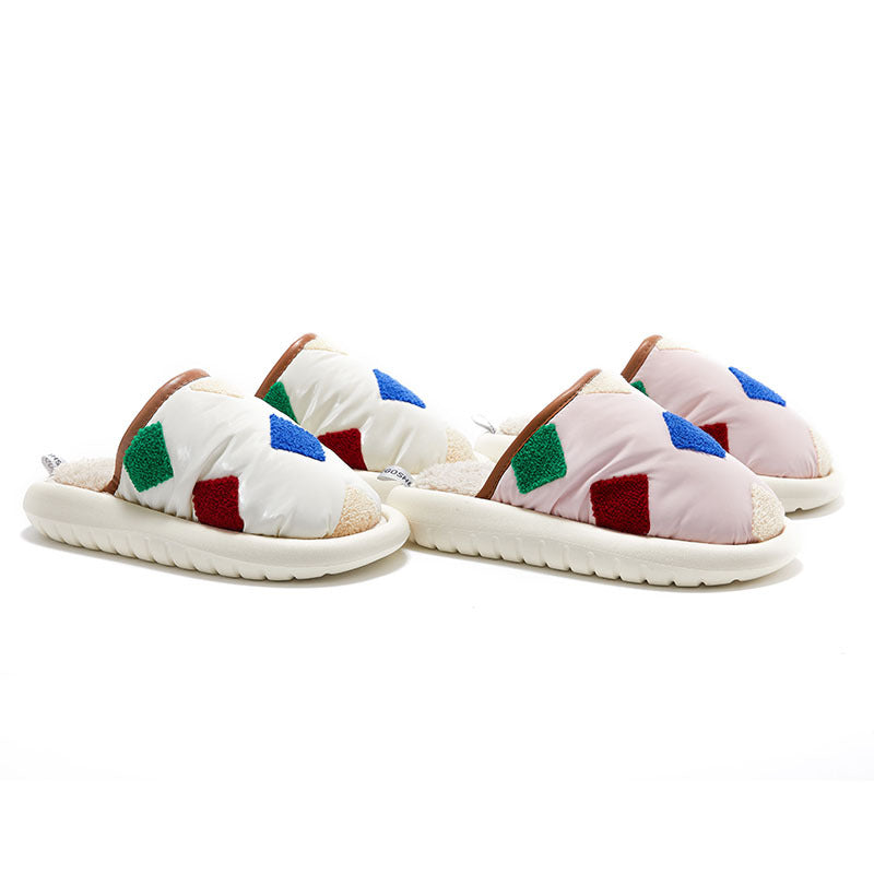 Puffy Geo Patch Indoor Slippers