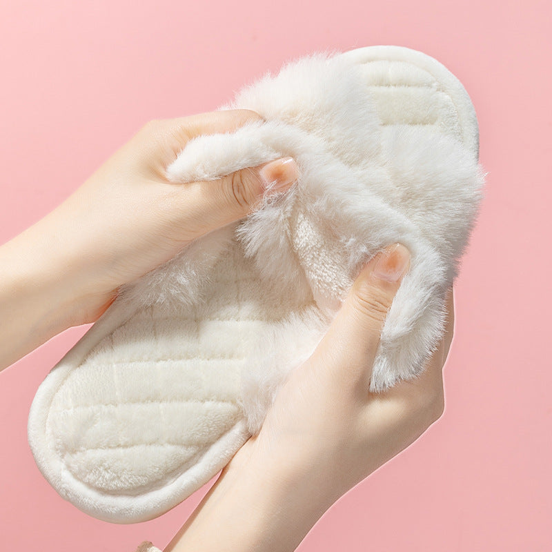 Fluffy Crisscross Quilted Slippers