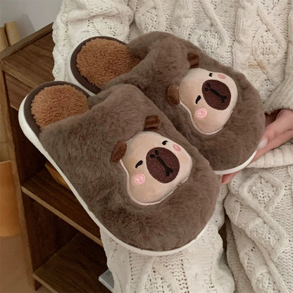 Chill Capybara Face Plush Slippers