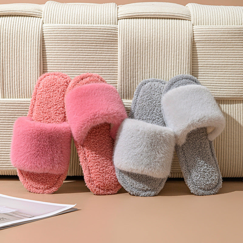 Fuzzy Strap Lounge Slippers