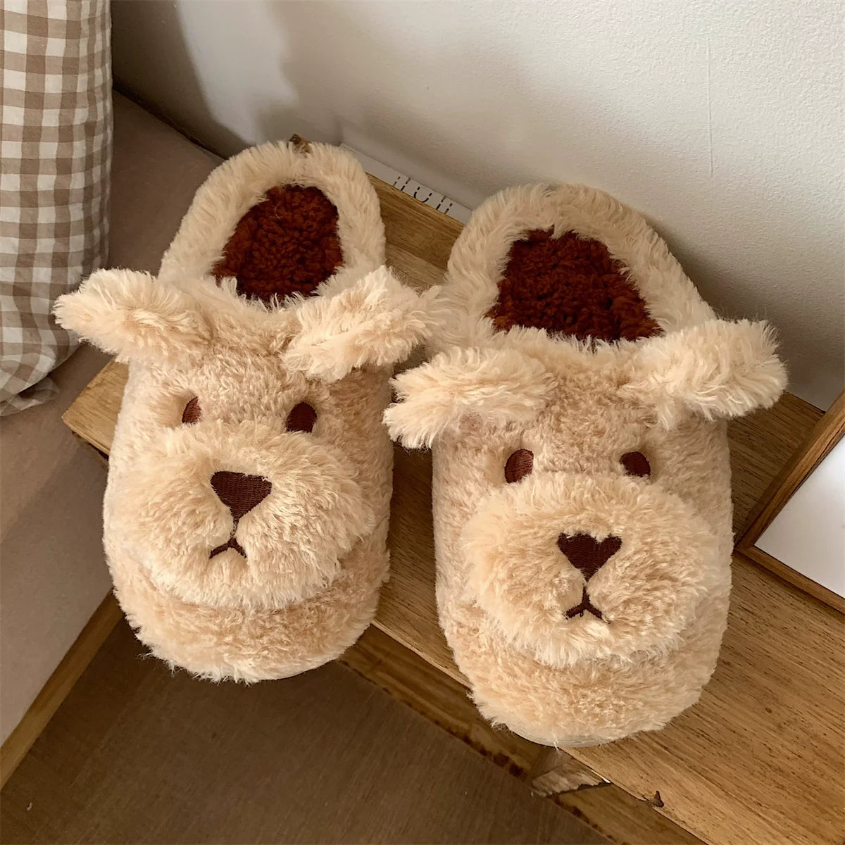Teddy Fur Puppy Face Slippers
