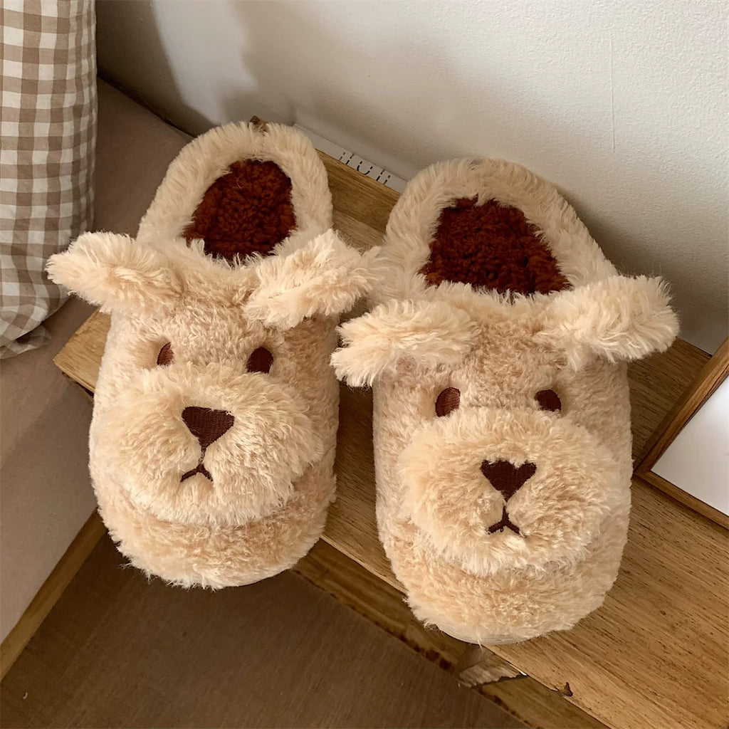 Teddy Fur Puppy Face Slippers