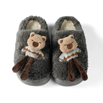 Fuzzy Capybara Doll Plush Slippers