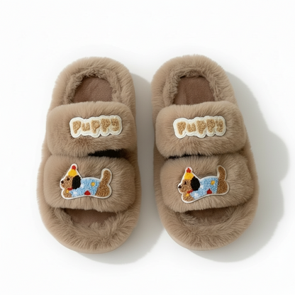 Puppy Patch Fuzzy Band Slippers