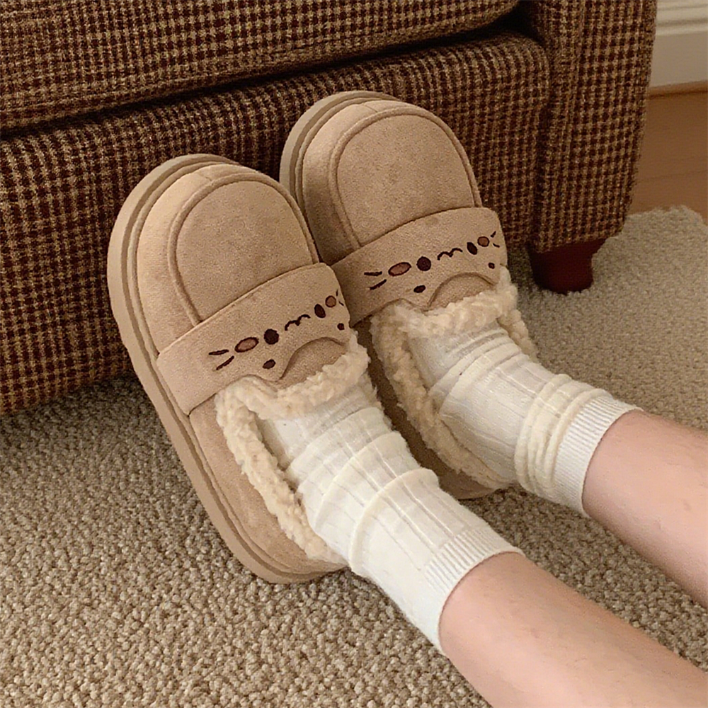 Cat Whisker Plush Platform Slippers