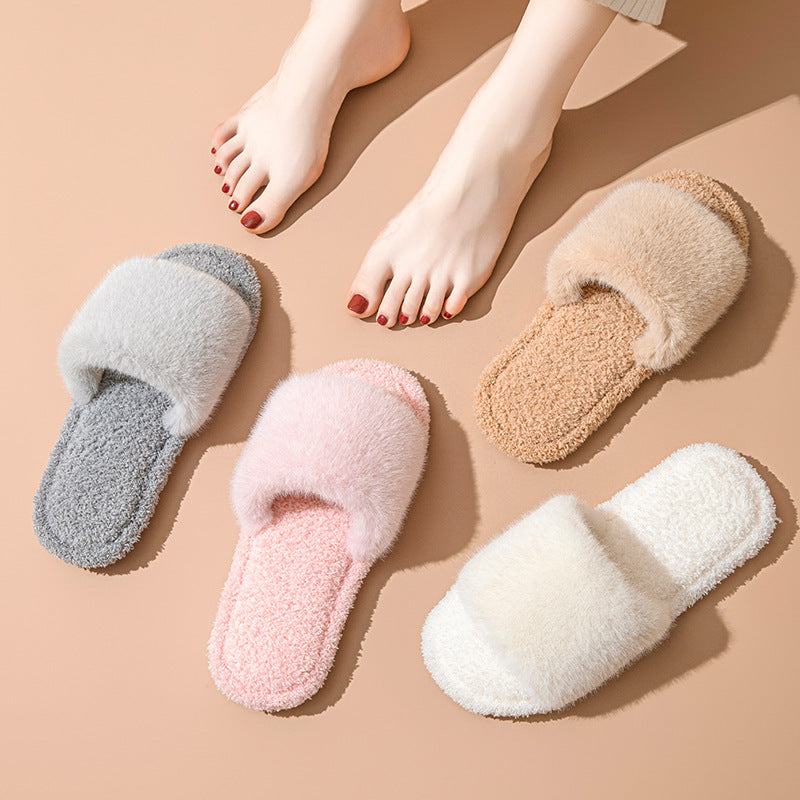 Fuzzy Strap Lounge Slippers