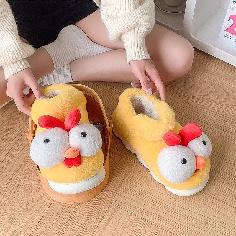 Quirky Chicken Plush Home Slippers