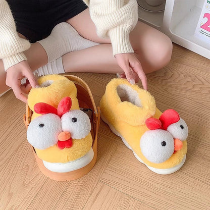 Quirky Chicken Plush Home Slippers