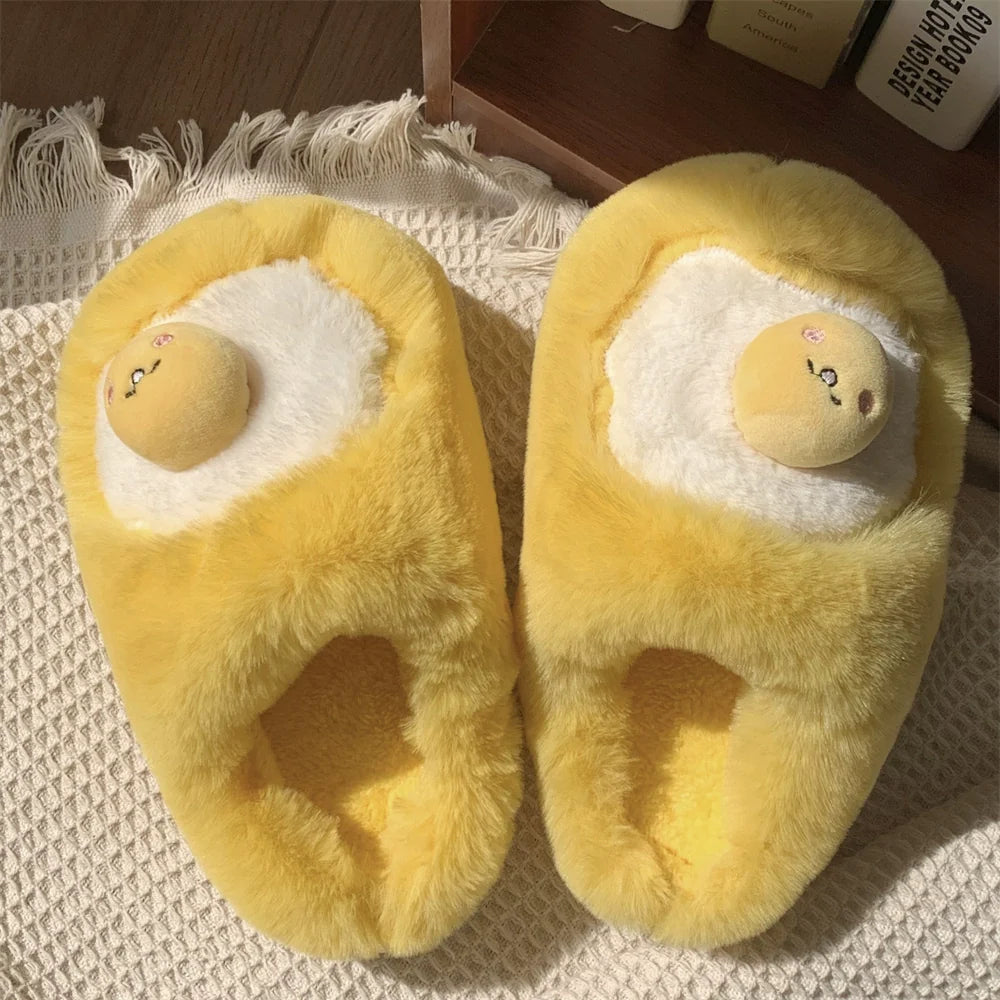 Fried Egg Plush House Slippers