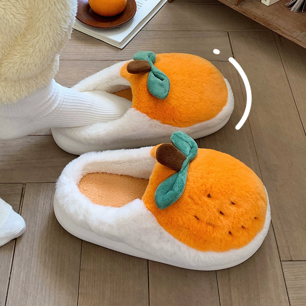 Whimsical Fruit Decor Fuzzy Slippers