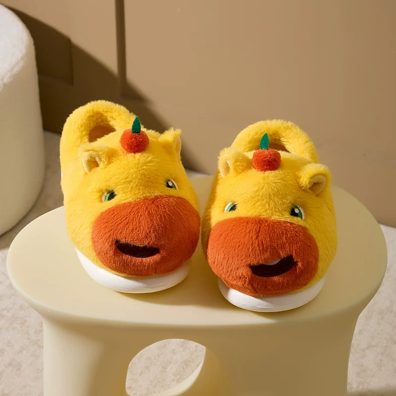 Fuzzy Calf Plush House Slippers