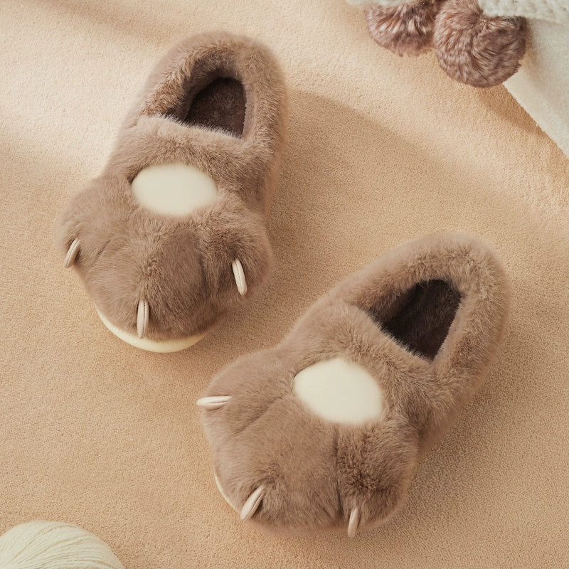 Fuzzy Kitty Claw Plush Slippers