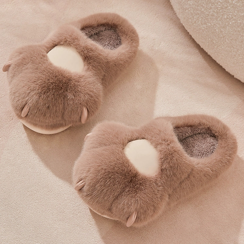 Fuzzy Kitty Claw Plush Slippers