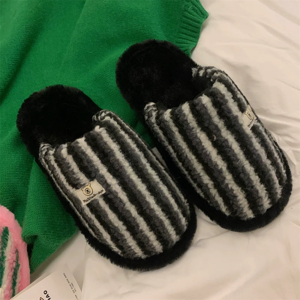 Chunky Pinstripe Lounge Slippers