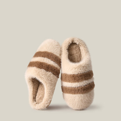 Striped Cloud Step Plush Slippers